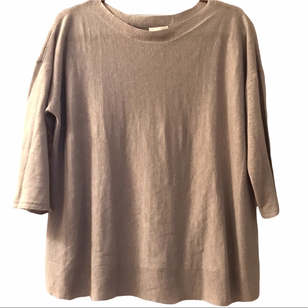 J.Jill Lightweight Knit Gray Linen Bend Top